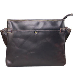 Dark Coffee Leather Mens Casual Small Courier Bag Messenger Bags Brown Postman Bag For Men - imessengerbags