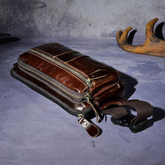 Cool Leather Mens Fanny Pack Waist Bag Hip Pack Belt Bag Bumbag for Men