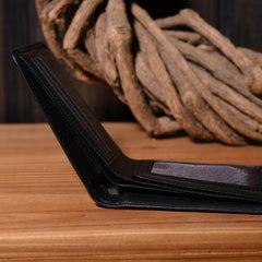 Genuine Leather Mens Cool billfold Leather Wallet Men Small Wallets Bifold for Men - imessengerbags