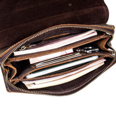 Khaki Cool Mens long Wallet Wristlet Wallets Clutch Wallet Dark Brown Long allets for MenW