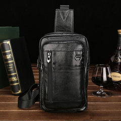 Cool Leather Mens Sling Bag Sling Shoulder Bag Sling Backpacks Chest Bag for men - imessengerbags