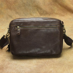 Vintage Leather Mens Dark Brown Small Messenger Bag Shoulder Bags Side Bag for Men - imessengerbags