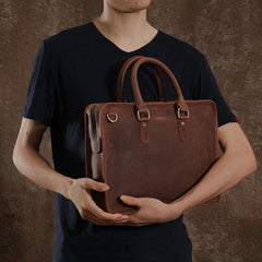 Handmade Leather Mens Cool Messenger Bag Briefcase Work Bag Business Bag Laptop Bag for men