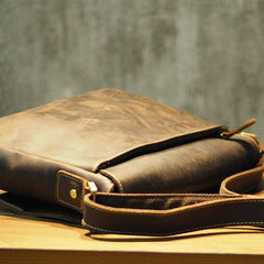 Cool Leather Mens Coffee Messenger Bag Side Bag Small Shoulder Bag for Men - imessengerbags