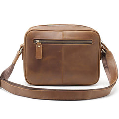 Coffee Leather Small Mens Messenger Bag Side Bag Vintage Brown Courier Bag For Men