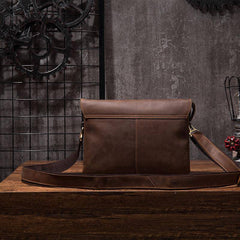 Cool Leather Mens Small Side Bag 11inch Clutch Purse Bag Messenger Bag for Men