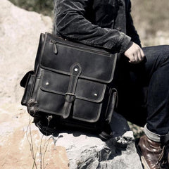 Handmade Leather Mens Cool Backpack Messenger Bag Briefcase Work Bag Business Bag for men - imessengerbags