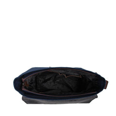 Black Canvas Leather Mens School Bag Messenger Bags Navy Blue Canvas Courier Bag for Men