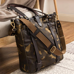 Waxed Canvas Mens Womens Handbag 14'' Tote Bag Camouflage Shoulder Bag Tote Purse For Men - imessengerbags