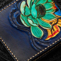 Handmade Leather Carp Tooled Mens billfold Wallet Cool Leather Wallet Slim Wallet for Men - imessengerbags