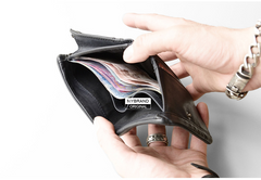 Genuine Leather Mens Cool billfold Leather Wallet Men Small Wallets Bifold for Men - imessengerbags