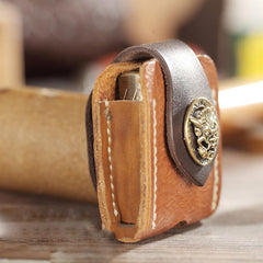 Handmade Brown Leather Mens Armor Zippo Lighter Cases With Belt Loop Zippo Standard Lighter Holders For Men