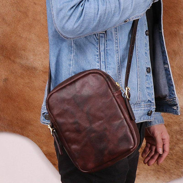 Cool Leather Mens Camera Bags Small Shoulder Bag Crossbody Bags For Men - imessengerbags
