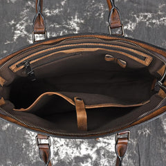 Vintage Leather Men's Briefcase 14inch Laptop Bag Handbag Work Bag For Men - imessengerbags