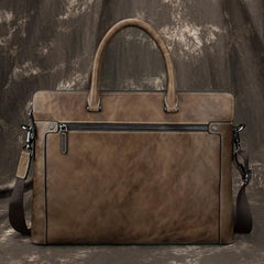 Brown Leather Men 14 inches Vintage Briefcase Handbag Blue Laptop Handbag Messenger Bag For Men - imessengerbags