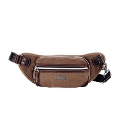 Navy Blue Canvas Leather Fanny Pack Women's Small Khaki Canvas Chest Bag Sling Hip Bag Waist Bag For Men