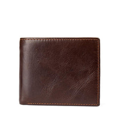 Brown Cool Leather Mens Thin Small Wallet Front Pocket Wallet Trifold billfold Wallets for Men - imessengerbags