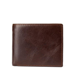 Brown Cool Leather Mens Thin Small Wallet Front Pocket Wallet Trifold billfold Wallets for Men