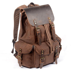 Cool Waxed Canvas Mens Waterproof 15'' Travel Backpack Hiking Backpack for Men - imessengerbags