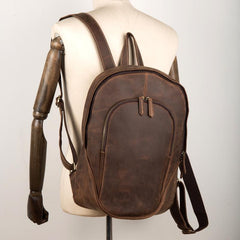 Brown Casual Mens Leather 15-inch Large Laptop Backpacks Brown Travel Backpacks School Backpacks for men - imessengerbags