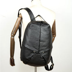 Black Fashion Mens Leather 15-inches Large Backpacks Coffee Travel Backpacks School Backpacks for men - imessengerbags