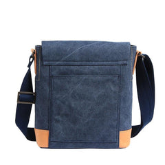 Canvas Leather Mens Vertical Side Bag Small Messenger Bags Khaki Canvas Courier Bags for Men