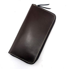 Stylish Black Leather Men's Long Wallet Clutch Wallet Tan Phone Wallet Zipper Clutch Wallet For Men