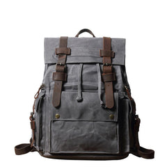 Cool Waxed Canvas Retro Mens Black Large 15‘’ Travel Backpack Computer Backpack Hiking Backpack for Men - imessengerbags