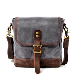 Cool Canvas Leather Mens Small Green Messenger Bag Vertical Side Bag Shoulder Bag For Men