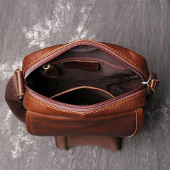 Brown LEATHER MENS Small SHOULDER BAG Vertical SIDE BAG Casual COURIER BAG Ipad MESSENGER BAG FOR MEN