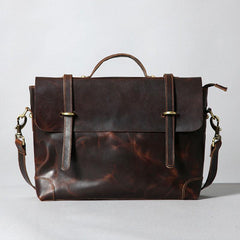 Handmade Leather Mens Cool Messenger Bag Briefcase Work Bag Business Bag Laptop Bag for men - imessengerbags