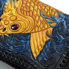 Handmade Leather Carp Mens Chain Biker Wallet Cool Leather Wallet With Chain Wallets for Men