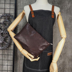 Cool Leather Mens Soft Leather Zipper Clutch Bag Wristlet Purse for Men