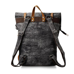Cool Canvas Leather Gray Travel Bag Mens Backpack Canvas Canvas School Bag for Men - imessengerbags