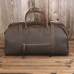 Vintage Leather Mens Dark Brown Large Weekender Bag Vintage Cool Travel Bag Duffle Bag for Men