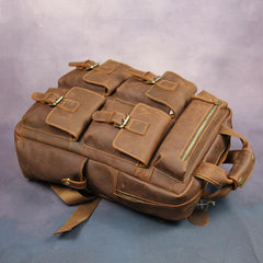 Vintage Mens Leather Large Laptop Backpack Travel Backpack Leather School Backpacks for Men