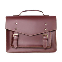 Vintage Brown Mens Leather Briefcase Work Handbag Black 14'' Computer Briefcases For Men - imessengerbags