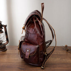 Vintage Brown Leather Men's Backpack 14'' Computer Backpacks Travel Backpack For Men - imessengerbags