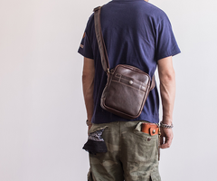 Genuine Leather Mens Cool Messenger Bag Sling Bag Chest Bag Bike Bag Cycling Bag for men - imessengerbags