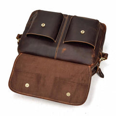 Vintage Leather Briefcase Handbag 14inch Laptop Bag Business Bag Shoulder Bags For Men - imessengerbags