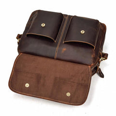 Vintage Leather Briefcase Handbag 14inch Laptop Bag Business Bag Shoulder Bags For Men