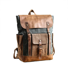 Lake Green Waxed Canvas Mens Large 15'' Laptop Backpack College Backpack Hiking Backpack for Men - imessengerbags