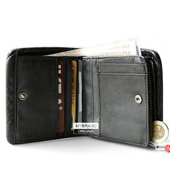 Genuine Leather Mens Cool billfold Leather Wallet Men Small Wallets Bifold for Men - imessengerbags