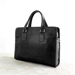 Vintage Black Leather Mens Briefcases Work Bag Laptop Bag Business Bag for Men - imessengerbags
