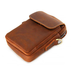 Cool Vintage Dark Brown Leather Mens Belt Pouch Small Side Bag Messenger Bag For Men - imessengerbags