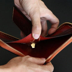 Handmade Leather Mens Chain Biker Wallet Cool Leather Wallet Small Wallets for Men - imessengerbags