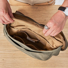 Canvas Mens Small Side Bags Green Canvas Saddle Messenger Bags Canvas Courier Bag for Men - imessengerbags