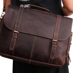 Leather Mens Vintage Large Brown Messenger Bag Laptop Shoulder Bag for Men