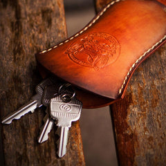 Handmade Leather Mens Cool Car Key Wallet Coin Wallet Pouch Car KeyChain for Men - imessengerbags