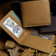 Handmade Leather Mens Cool Slim Leather Wallet Men billfold Wallets Bifold for Men - imessengerbags